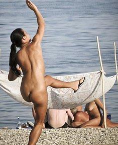 DOGGY POSE ON BEACH