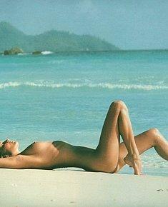 lewd beautiful titties female nudists catch admiring glances on the beach near the sea - Tiny tits