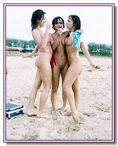 gratifying to the eye good-looking girls has naked fun in the Crimea on the beach