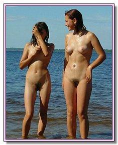 well-built blonds and brunet girls seduces men in the Crimea on the beach