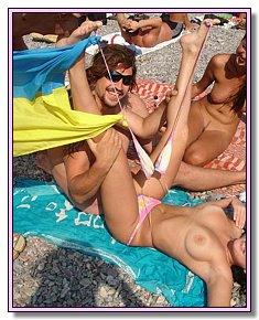 nice-looking youthful nudist girls shows  pussy on the private beach
