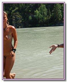 cheerful teeny nudists enjoys being naked by the sea