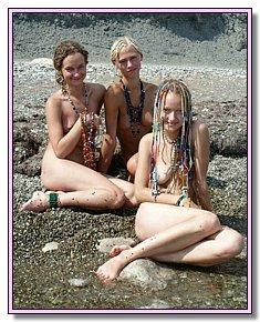 undressed yong teen amateurs relaxes without clothes on the beaches of Crimea