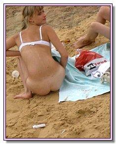gratifying to the eye various teenage girls flirts with nudist men on a sandy beach