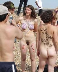 Sexy nudist girls are exposing naked on beaches and..