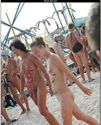 bare nudist girls flirts naked on orient beach